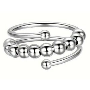 Silver - Sensory, Fidget, Spinner, or Worry Ring -  Adjustable Sizing